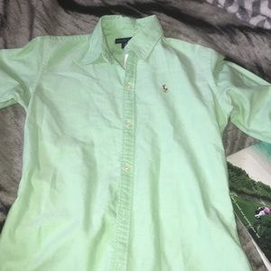Slim fit Ralph Lauren Green Oxford shirt